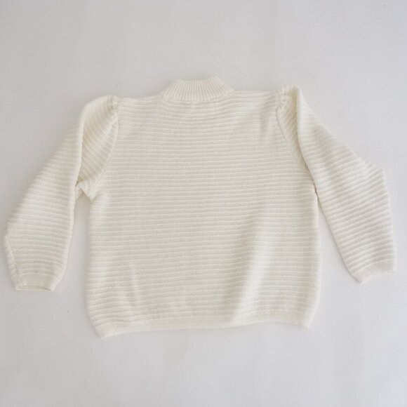 Vintage White Knit Ribbed 15% Angora Mockneck Sweater S Made in Italy - Picture 11 of 14